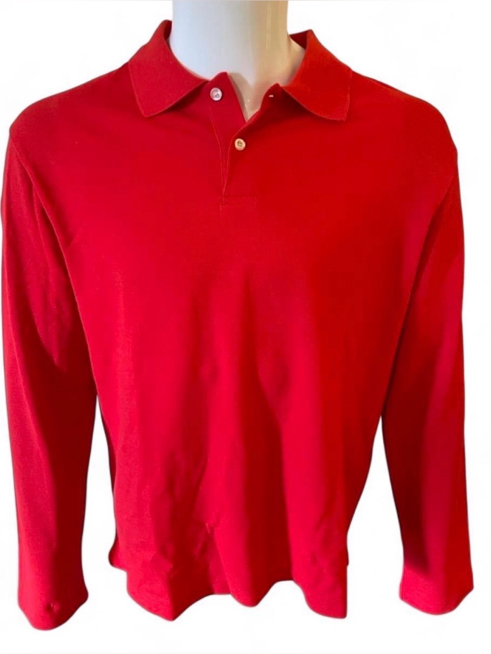 Zara Men's Bright Red Long-Sleeve Polo